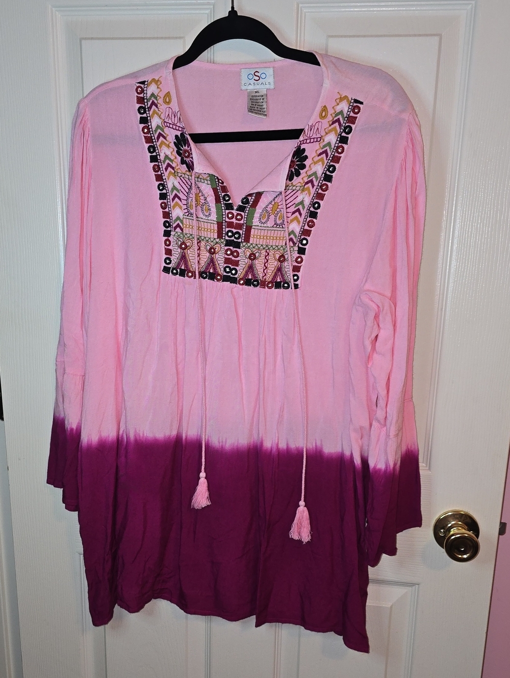 Pink to Plum Embroidered Ombre Tunic